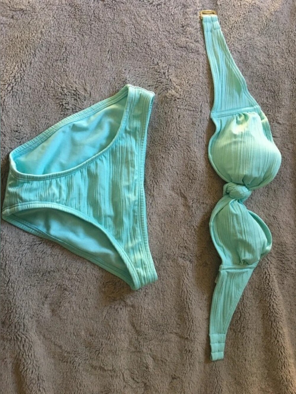 Shade & Shore Knot-Front Bandeau Bikini Set in Mint Green
